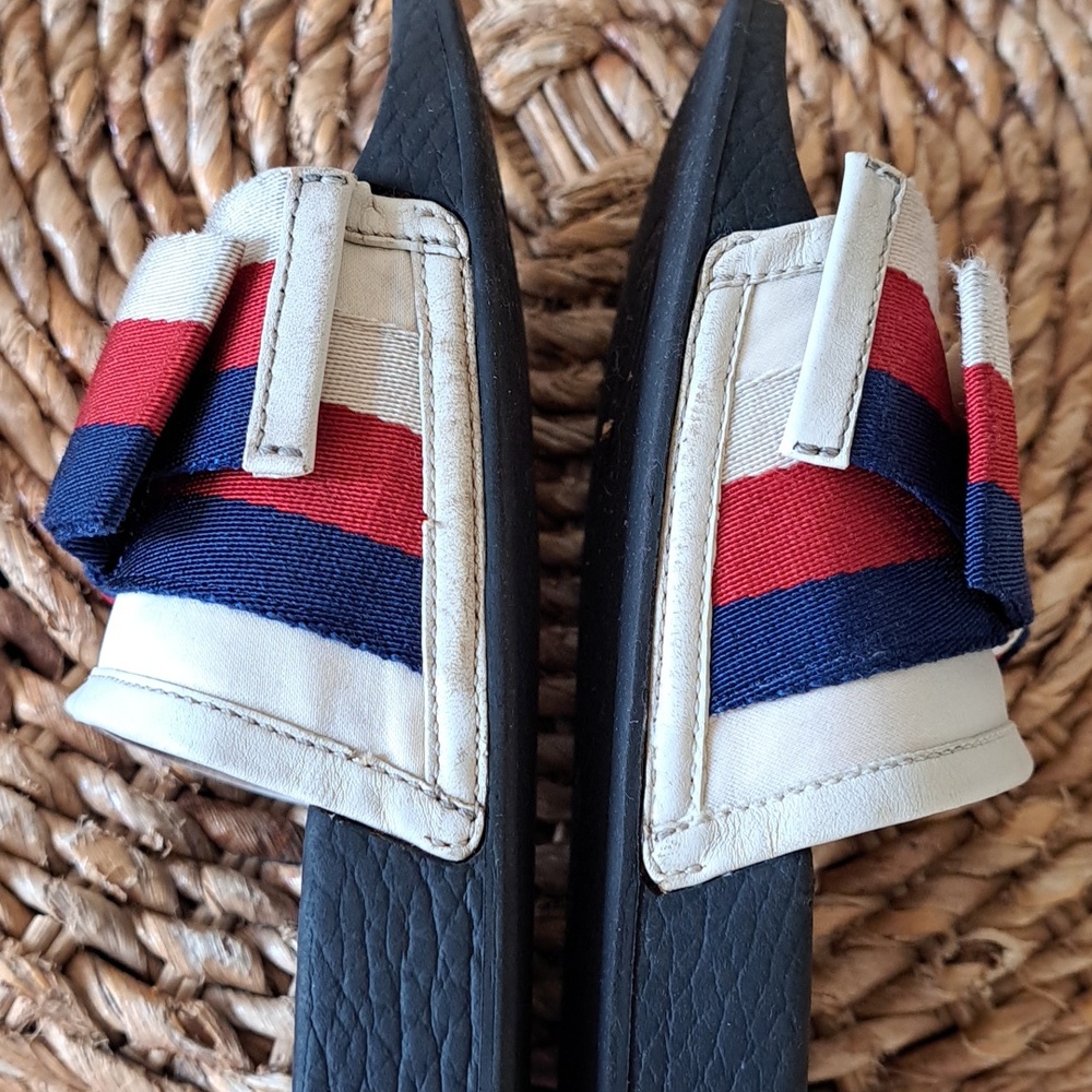Gucci Womens Sylvie Satin Oversized Bow Slides Molded Rubber Soles‎ EU38/US7.5-8 - Picture 11 of 15